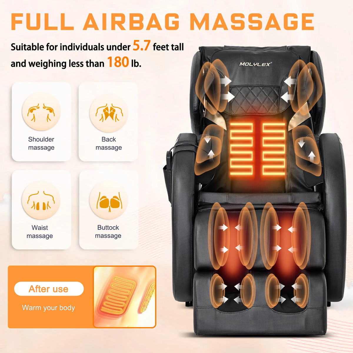 Small Zero Gravity Full Body Massage Chair with Heating and Airbags D71501
