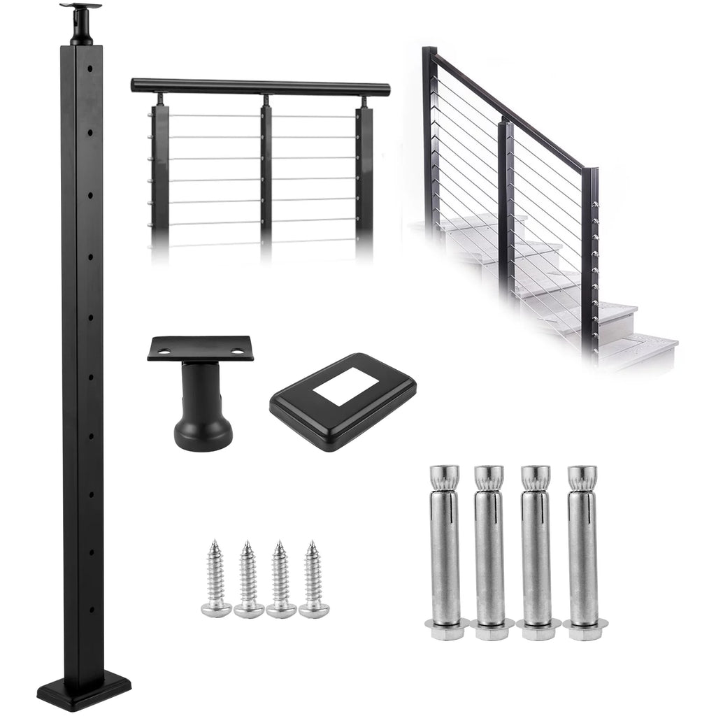 Black Cable Railing Post I2830