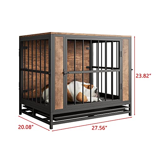 Metal and Wooden Dog Crate with 3 Doors Q873