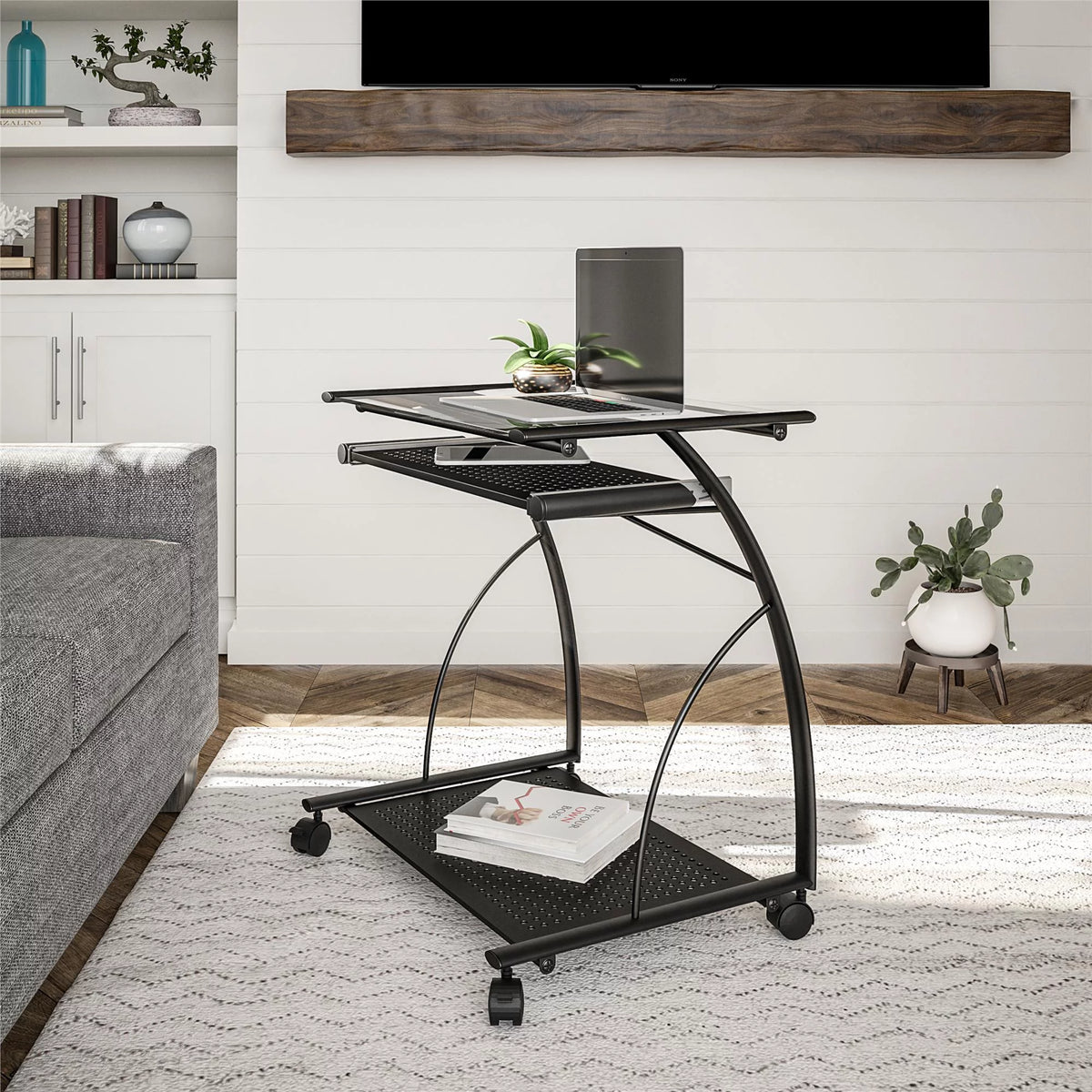 Black Mobile Computer Cart/Desk E18603