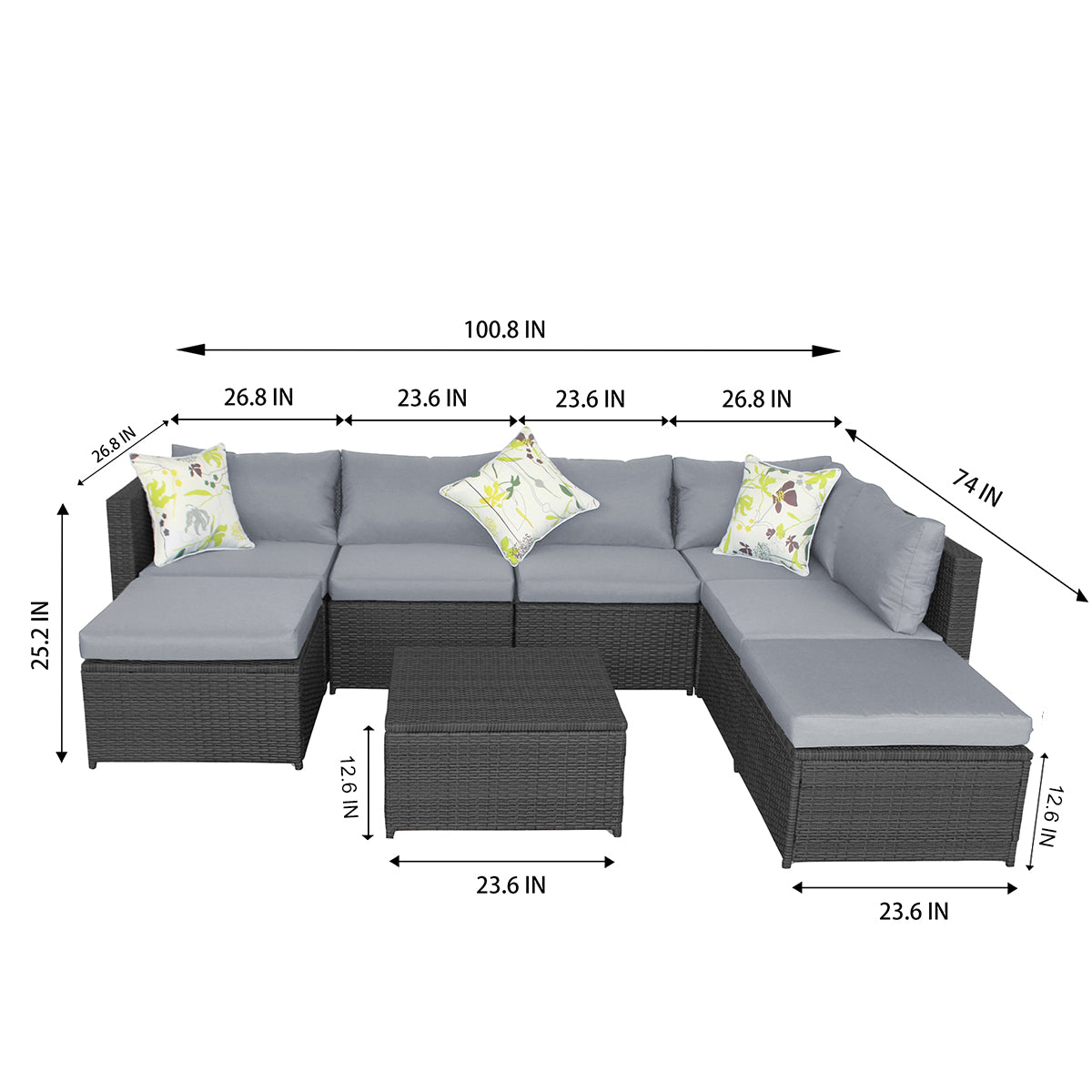 Outdoor Sectional Wicker Rattan Sofa Set with Cushion V5402