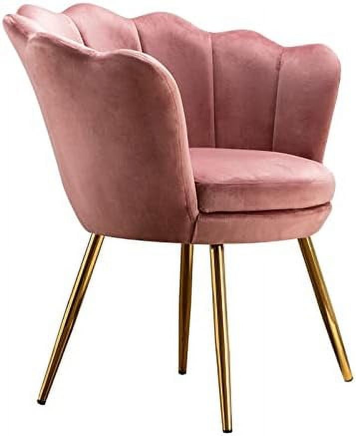 Cream White Velvet Shell Shaped Accent Chair H625489