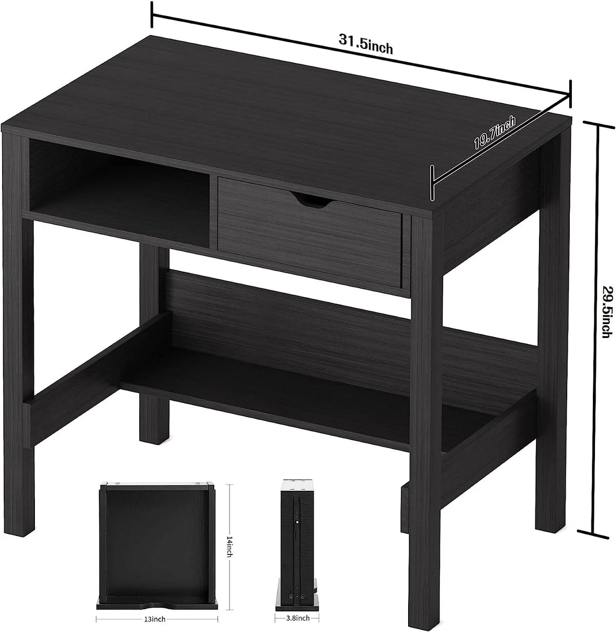Black 32 inch Computer Desk with Drawers W230288