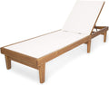 Teak Finish White Mesh Outdoor Chaise Lounge X805