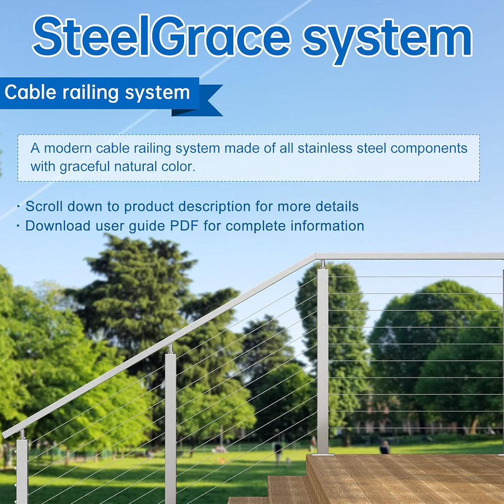 Black Stainless Steel Cable Railing Kit Hardware for 1/8 Wire Rope U17440