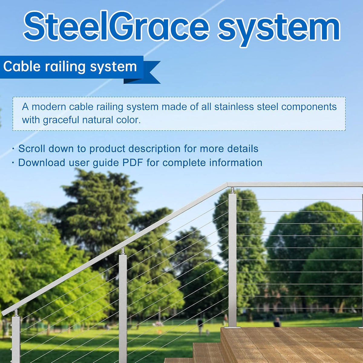Black Stainless Steel Cable Railing Kit Hardware for 1/8 Wire Rope U17440