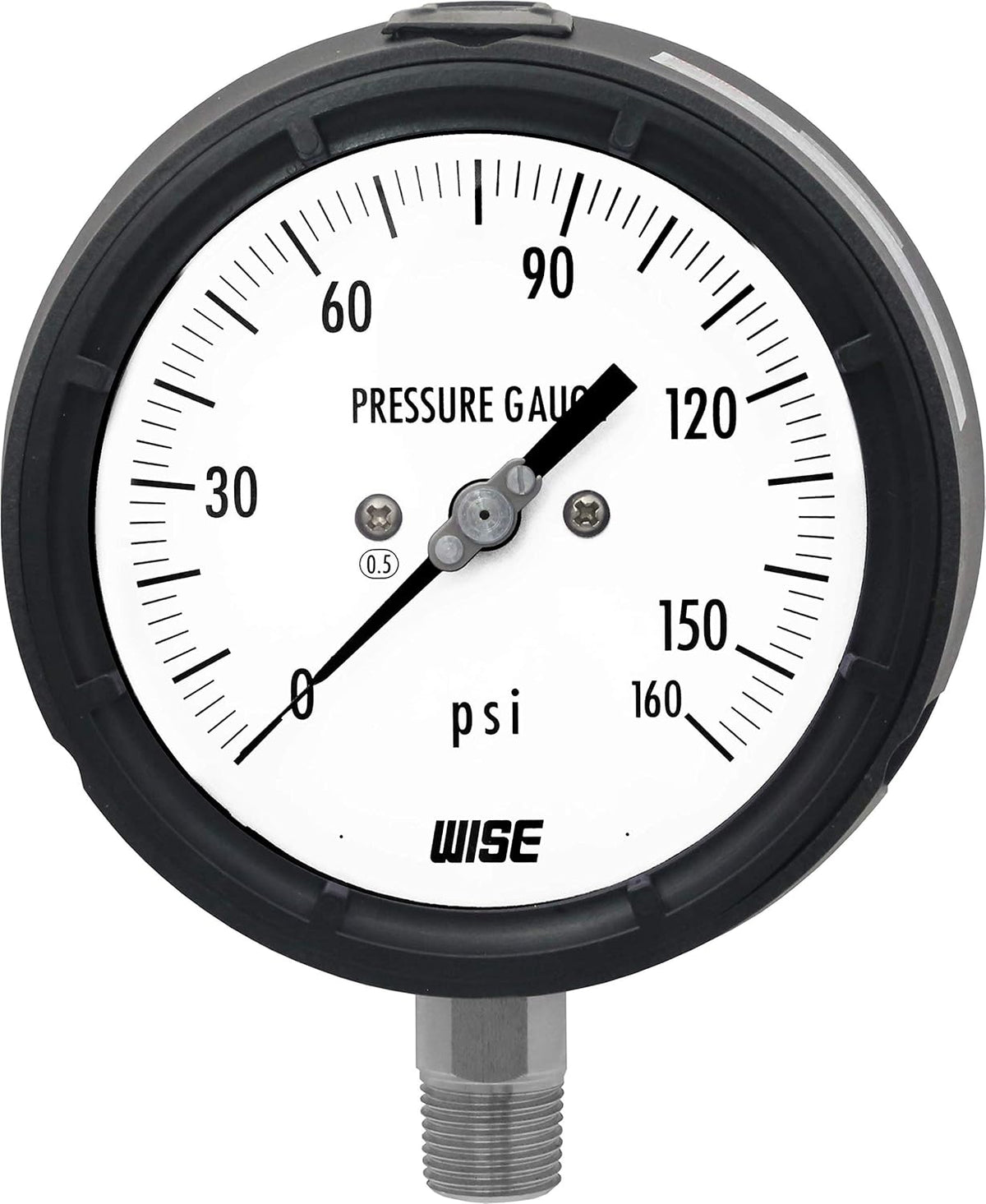 Solid Front Pressure Gauge with 125mm Dial, 1/2NPT(M), Bottom Connection, 0~160psi, 0.5% Accuracy G225665