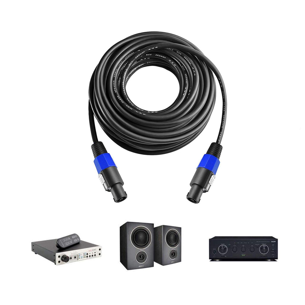 100 Feet Speakon to Speakon Cables Wire Speaker Audio Amplifier Cord 7mm with Twist Lock H53740