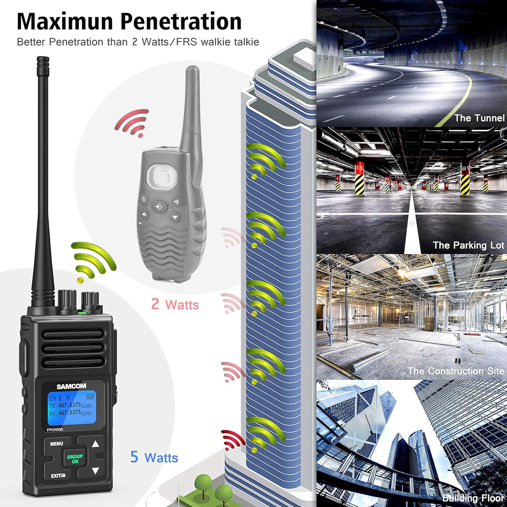 5 Watts UHF Programmable Handheld Two Way Radios 6 Packs Q6457