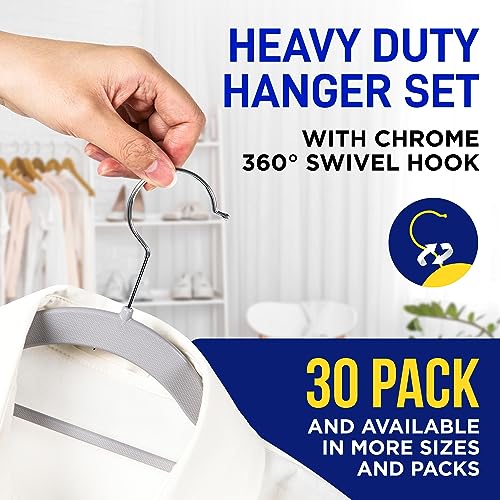 80 Pieces Black Clothes Hanger Set with 360° Swivel Hook and Non-Slip Rubber Design O450589