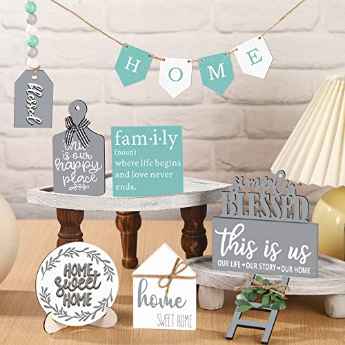 Two Tiered Tray with 11 Pcs Wooden Signs A474
