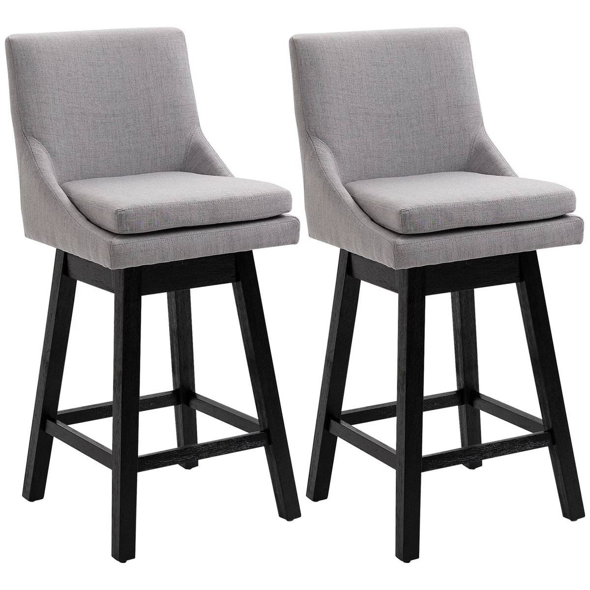 Light Gray Upholstered Swivel Bar Stools Set of 2 P914
