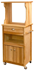 Natural Microwave Cart with Open Storage T9668