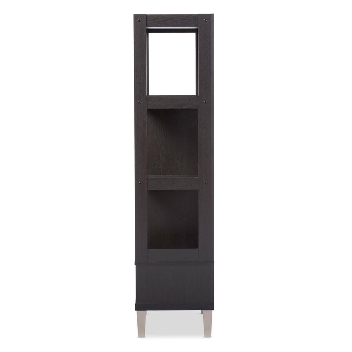 Dark Brown Wood Leaning Bookcase Y56357