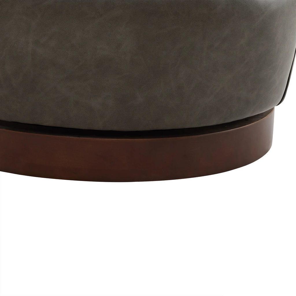 Dark Gray Faux Leather Swivel Barrel Accent Chair C752