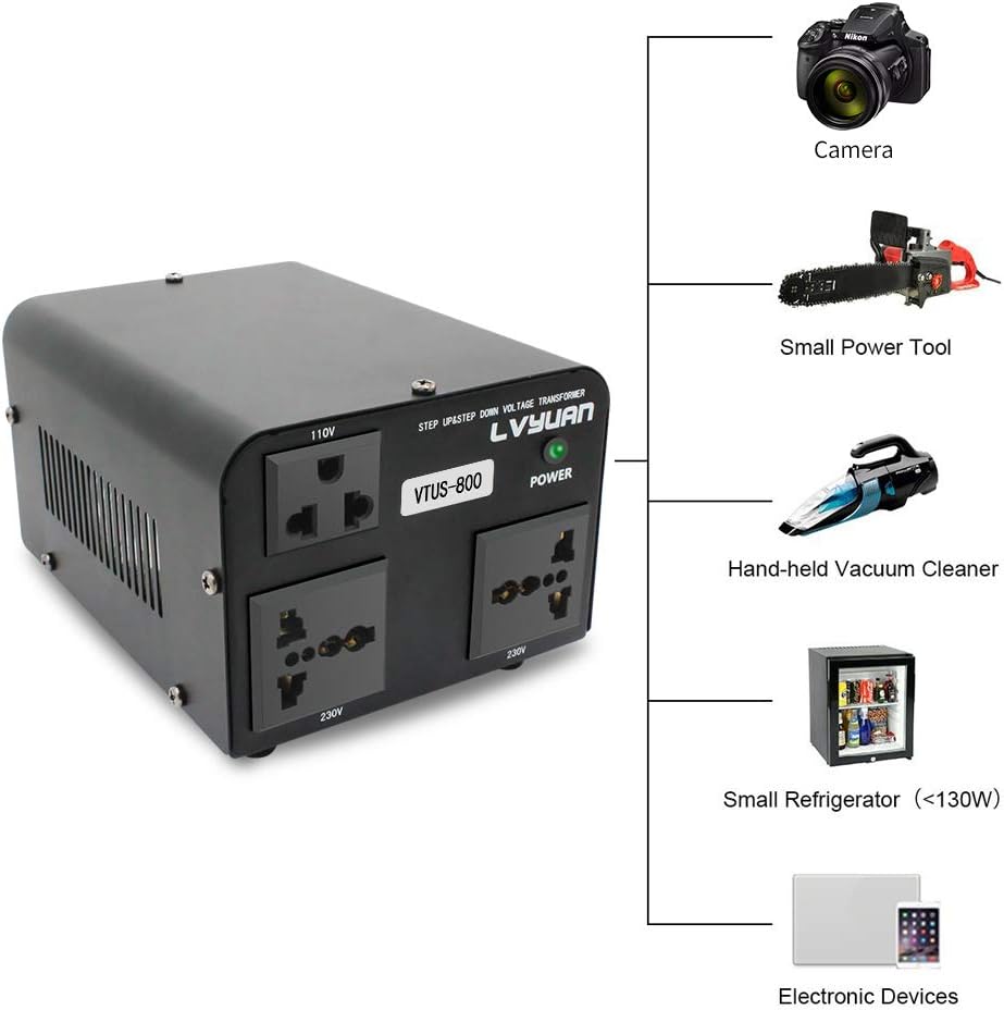 Voltage Transformer Converter 800 Watt Step Up/Down with 1 US Outlets, 2 Universal Outlets Pack of 2 K6651