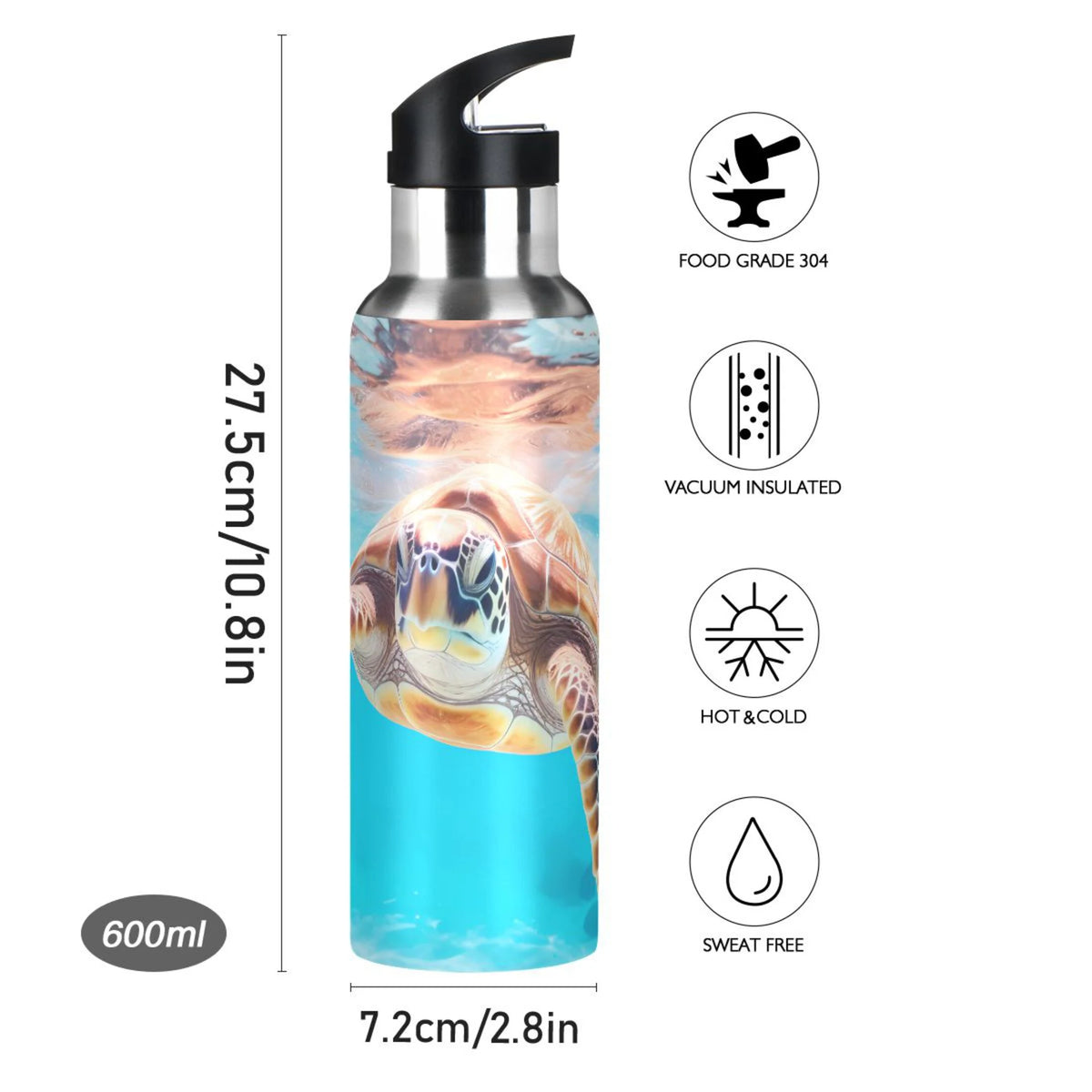 Insulated Stainless Steel Water Bottle with Straw Lid Leakproof 20 oz X799