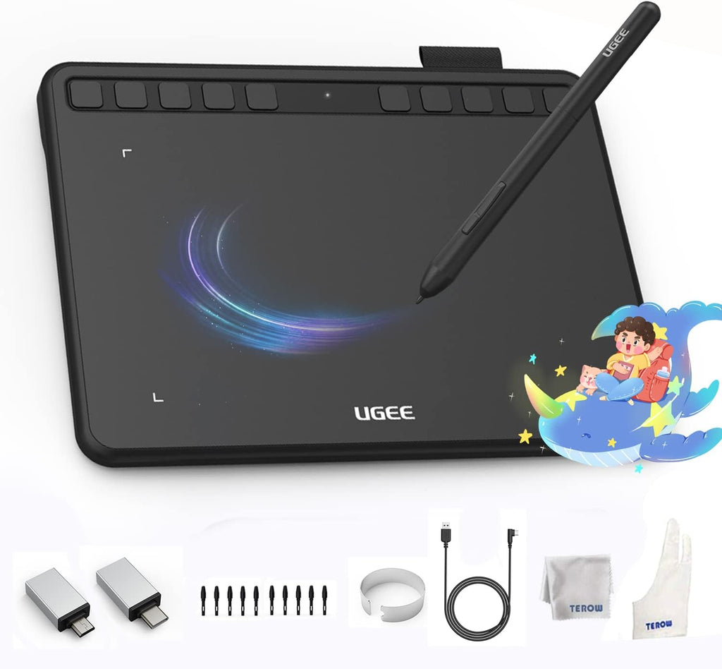 10x6 Inch Wireless Graphics Drawing Tablet with 12 Hot Keys & 8192 Levels Battery-Free Stylus K2799