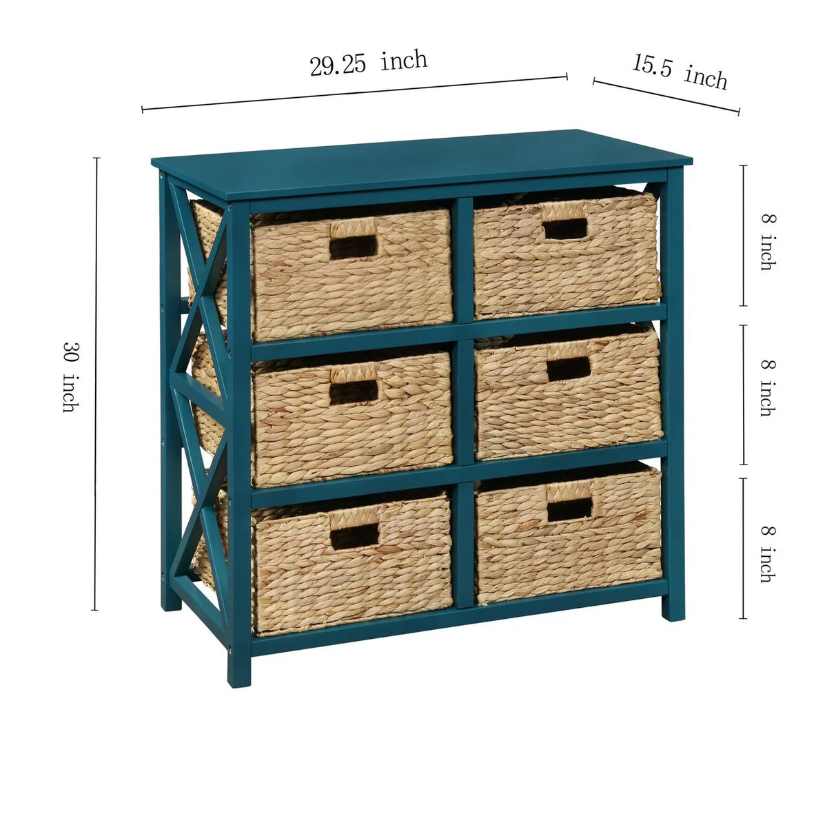 3 Tier Storage Cabinet with 6 Wicker Baskets O145