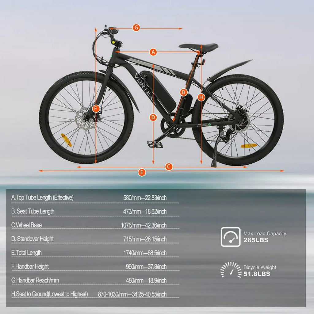 Black 26 In. 36 V 350 W 12.5 AH 7 Speed Electric Bike I670