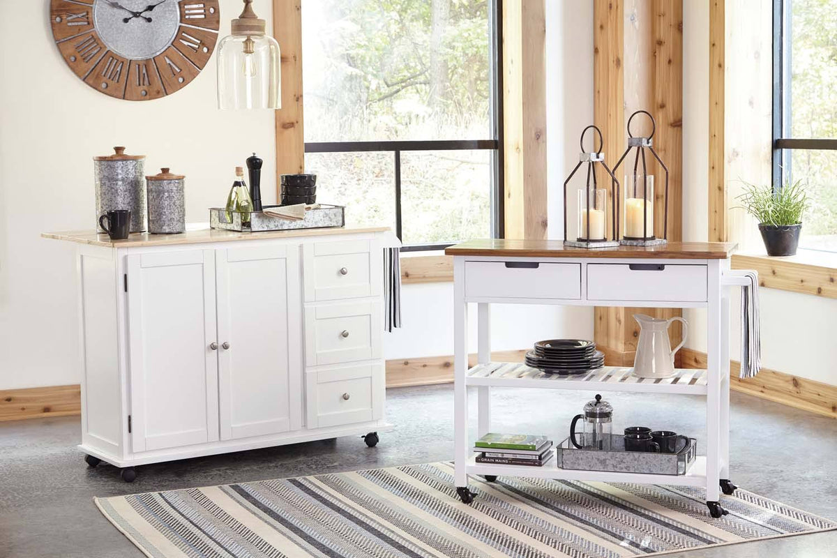 White/Light Brown Kitchen Cart Y76308