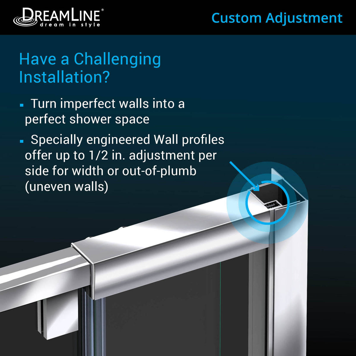 Semi-Frameless Pivot Shower Door in Chrome C57096