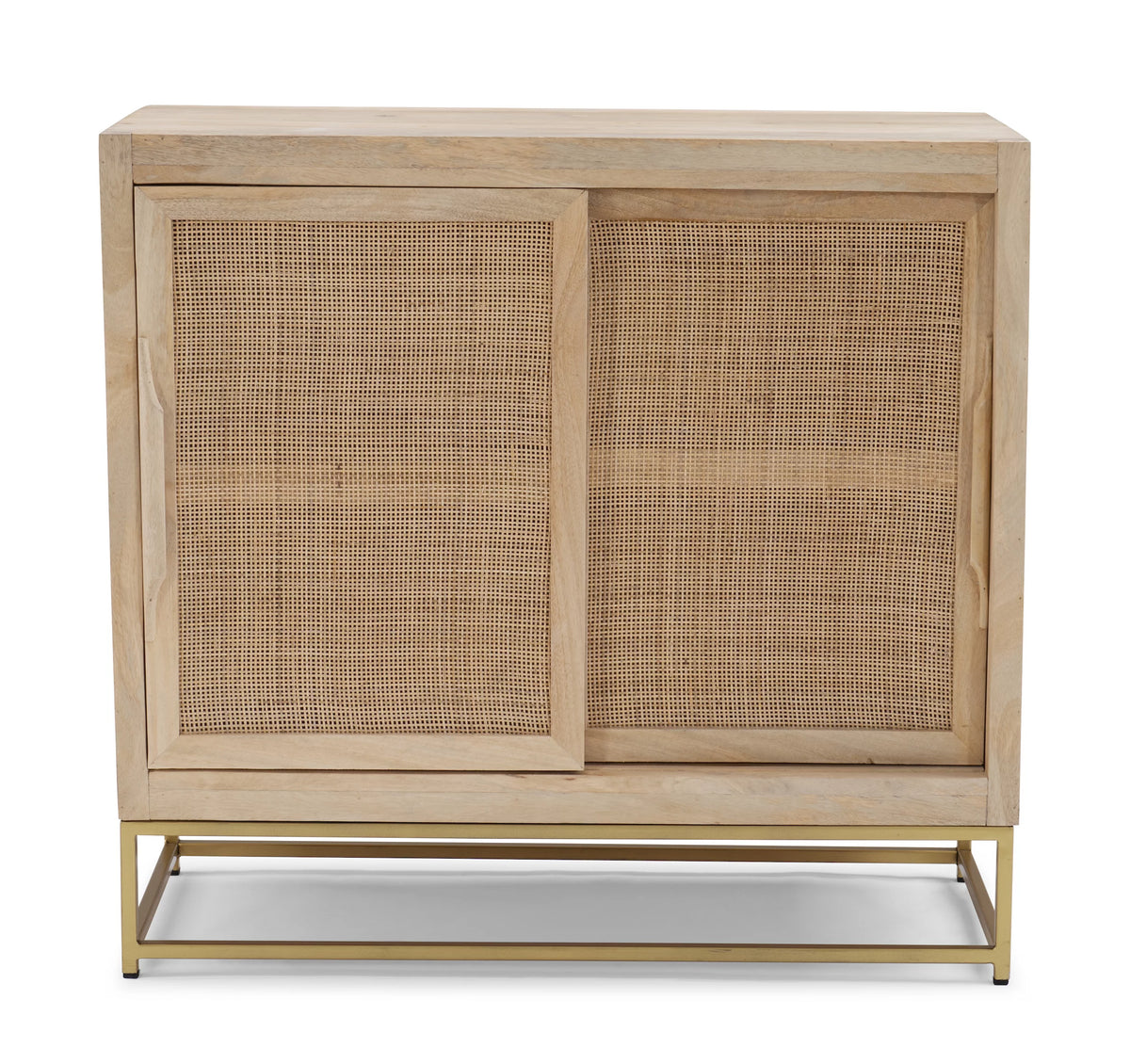 Rattan Sliding Doors Cabinet with Shelves G9724