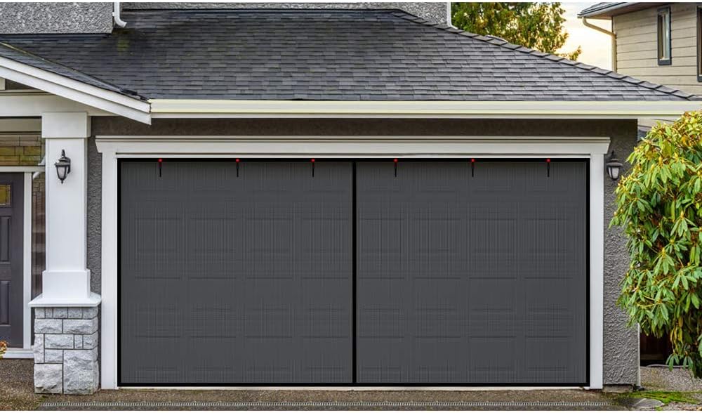 16x7Ft Magnetic Closure Fiberglass Mesh Garage Door Screen D4881