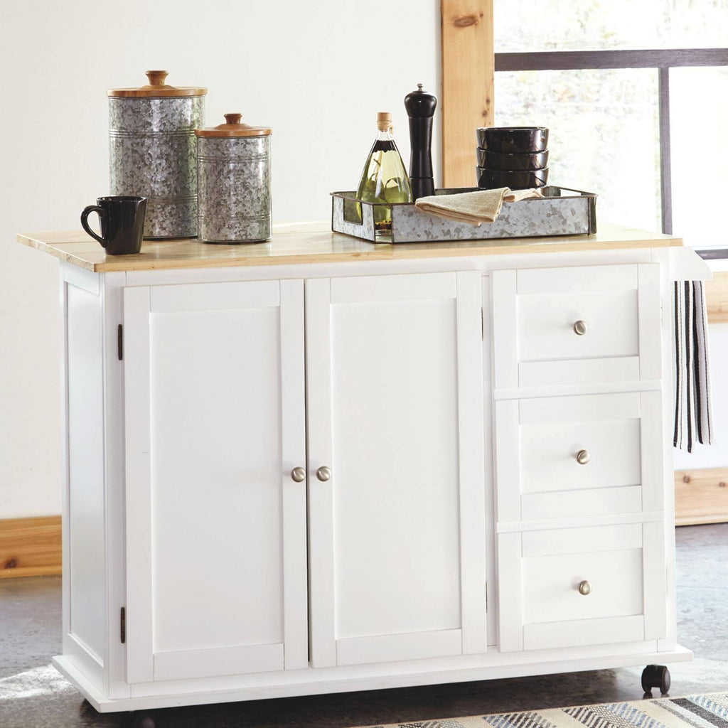 White/Light Brown Kitchen Cart Y76308