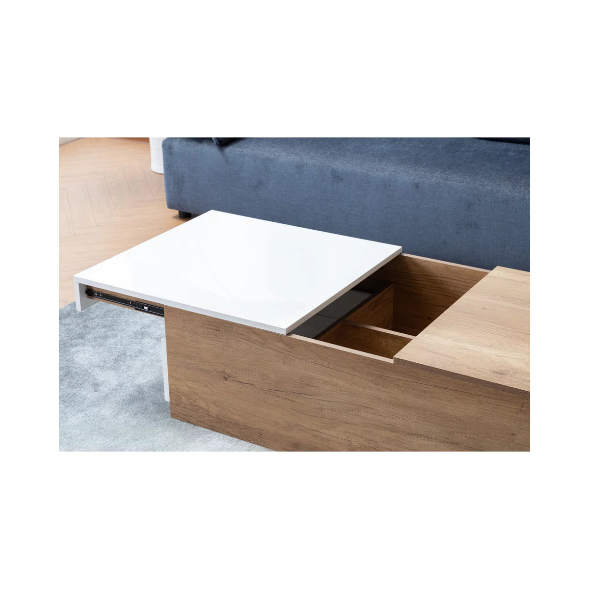 Light Brown Engineered Wood Coffee Table with Hidden Compartments R313