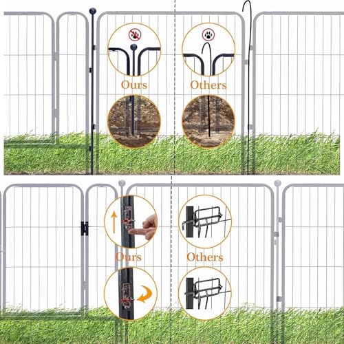 Silver Gray 8 Panels 32 inch Heavy Duty Folding Dog Playpen with Door Z388667