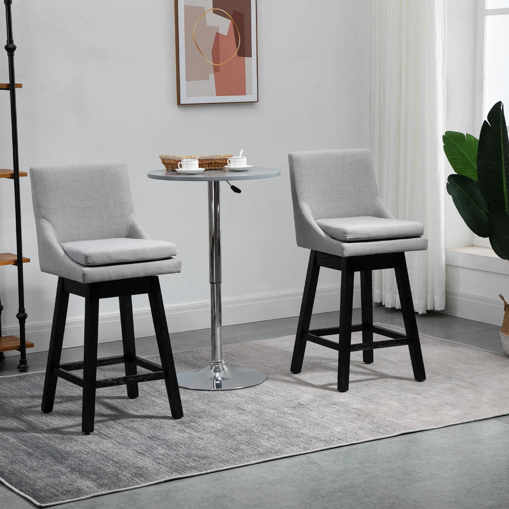 Light Gray Upholstered Swivel Bar Stools Set of 2 P914
