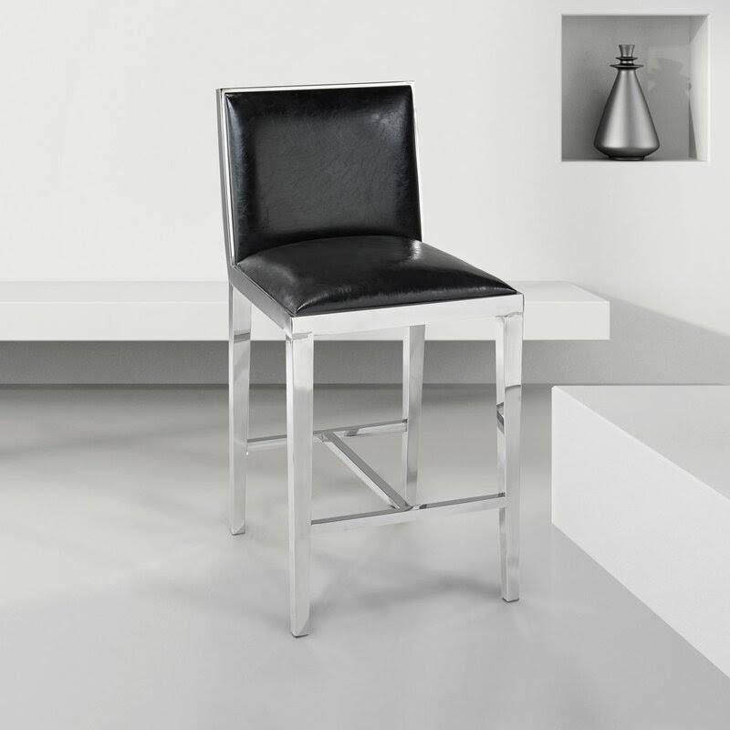 Faux Leather Counter Stool in Black V90145