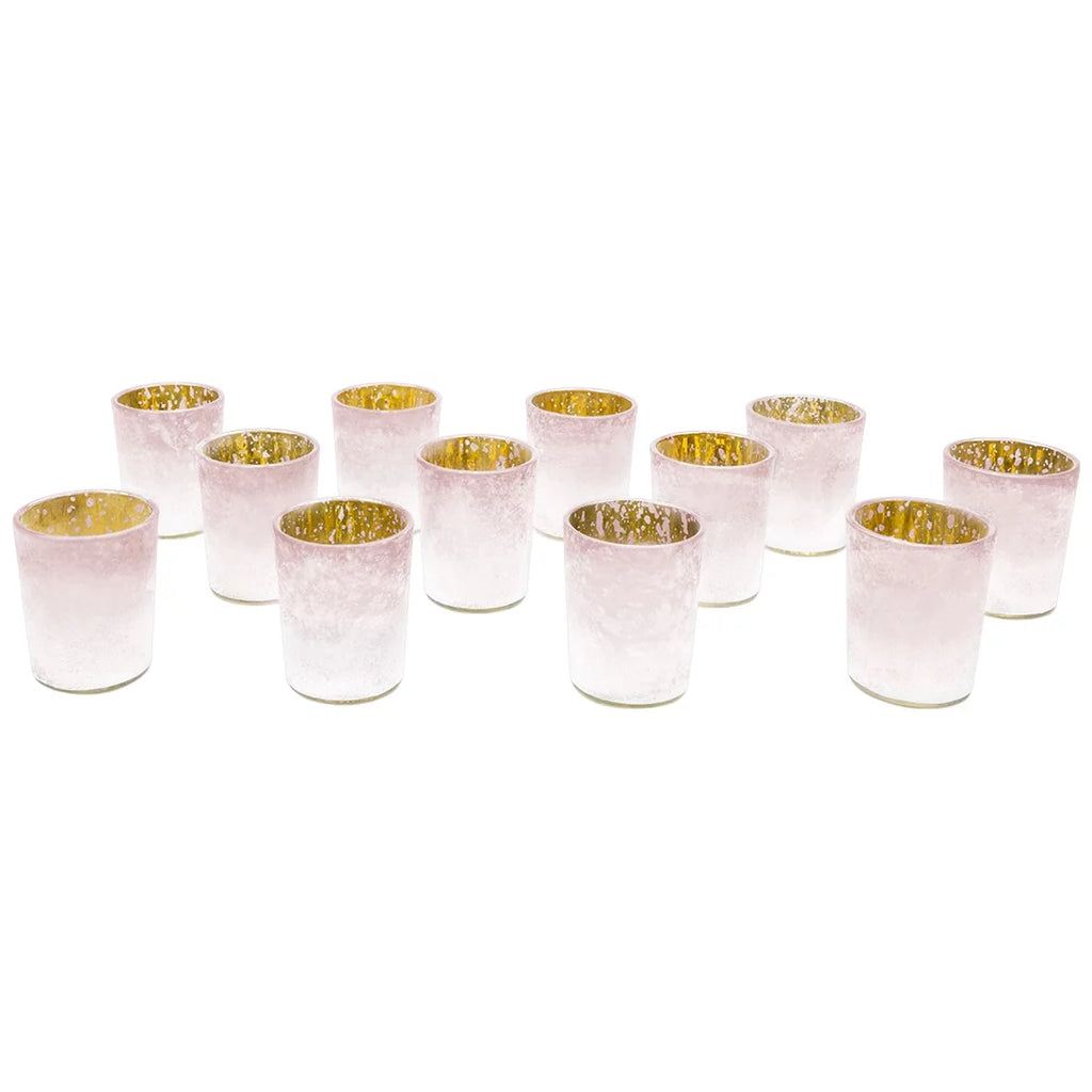 Pink Frosted Ombre Mercury Glass Votive Candle Holders Set of 12 W8685