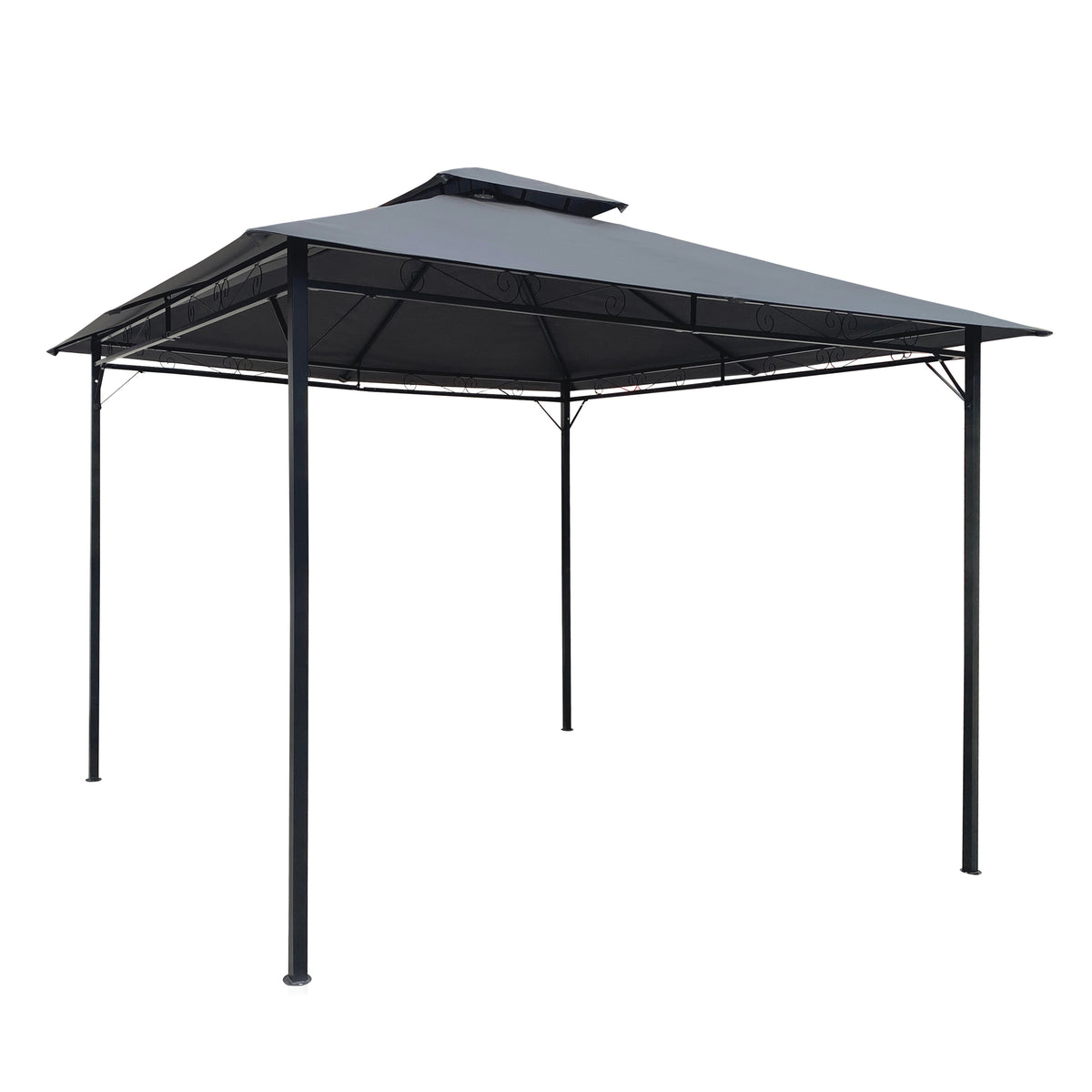 Gray Gazebo Canopy With Curtains Z407964