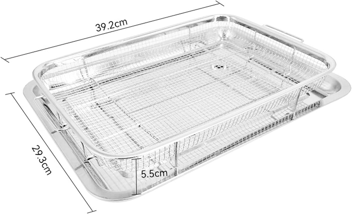 Stainless Steel Air Fryer Basket and Tray Set, 15.4" x 11.5" P698