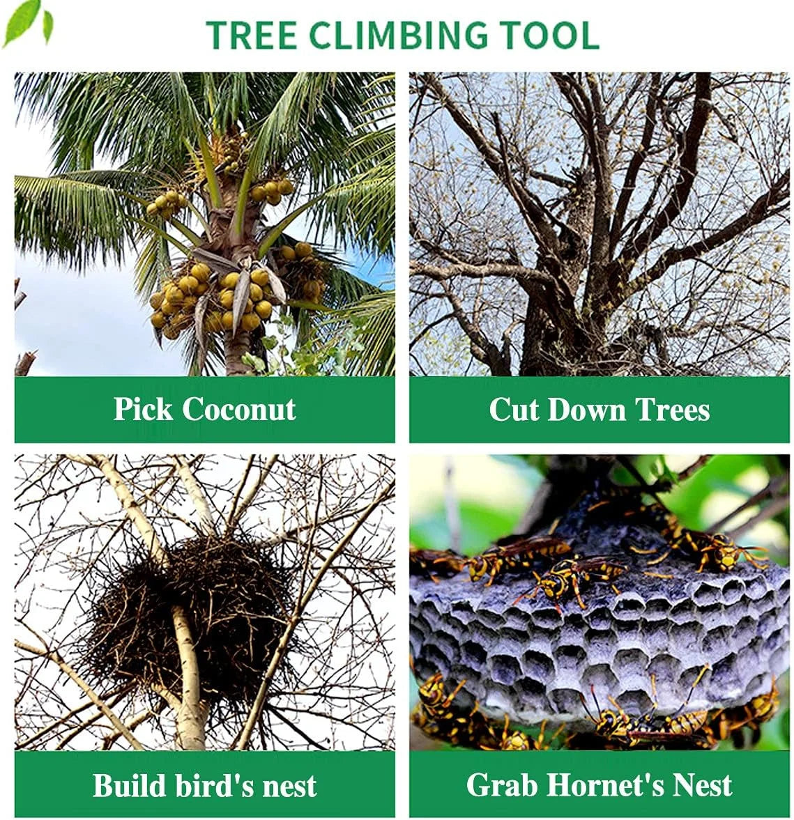 Tree Climbing Spikes Pads Set with Full Wrap Protection Tree Gaffs Spurs Equipment H44683