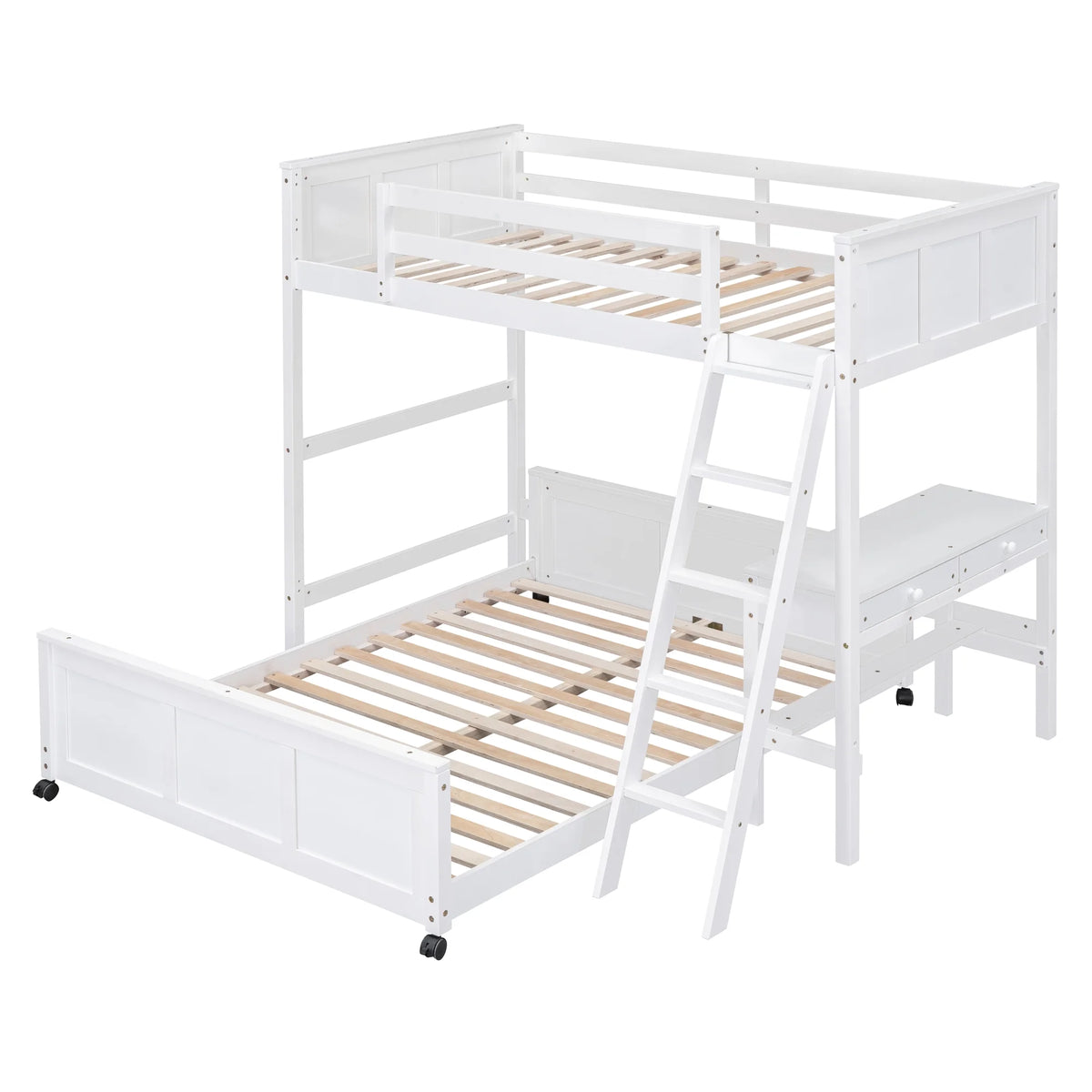 Twin Over Full Bunk Bed with Desk and Storage Drawers Q426505