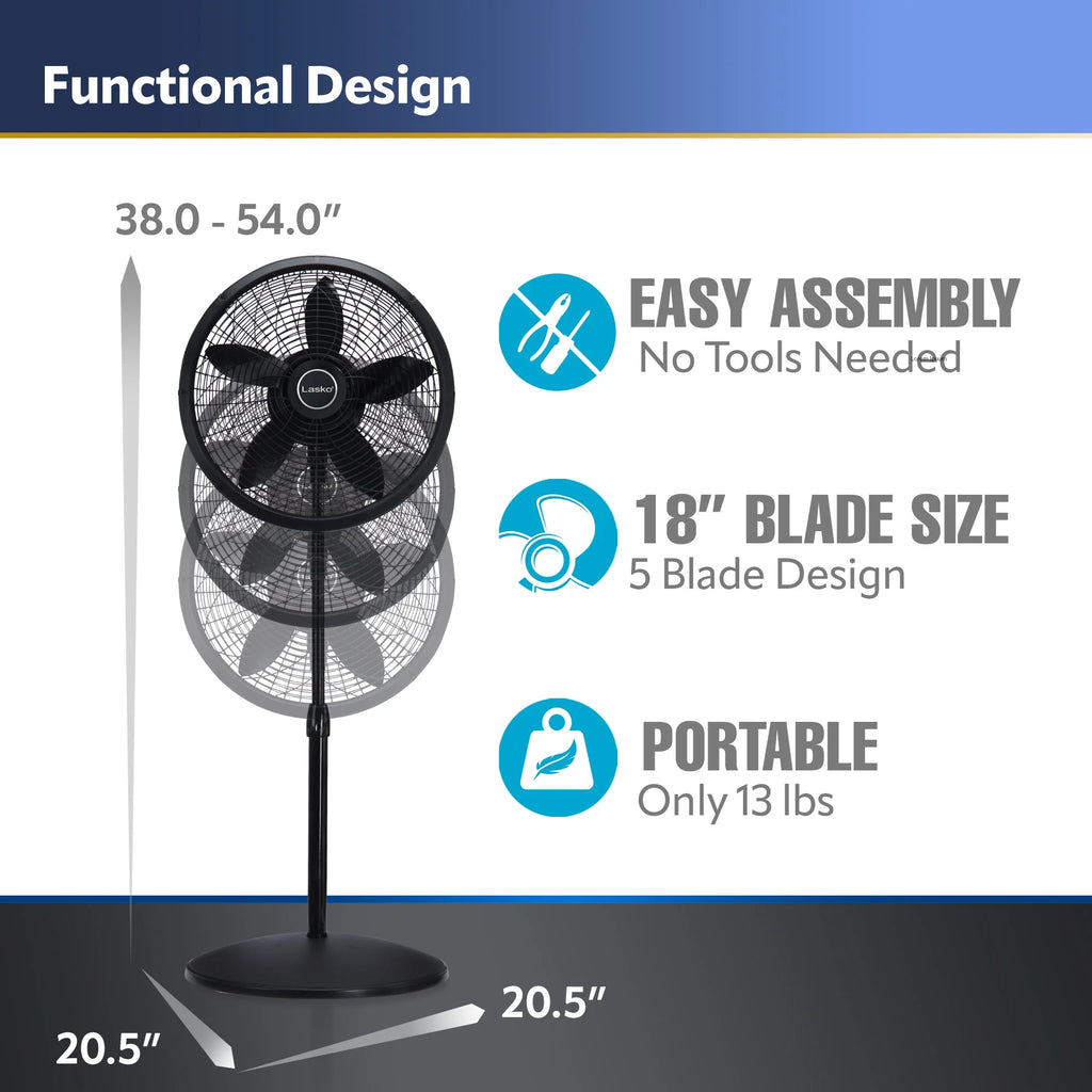 18 Oscillating 3-Speed Pedestal Fan A3521