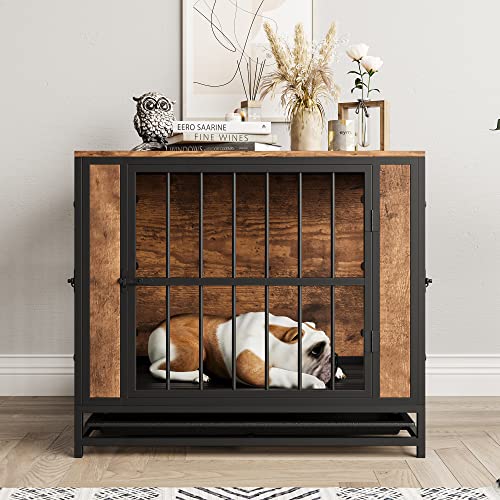 Metal and Wooden Dog Crate with 3 Doors Q873