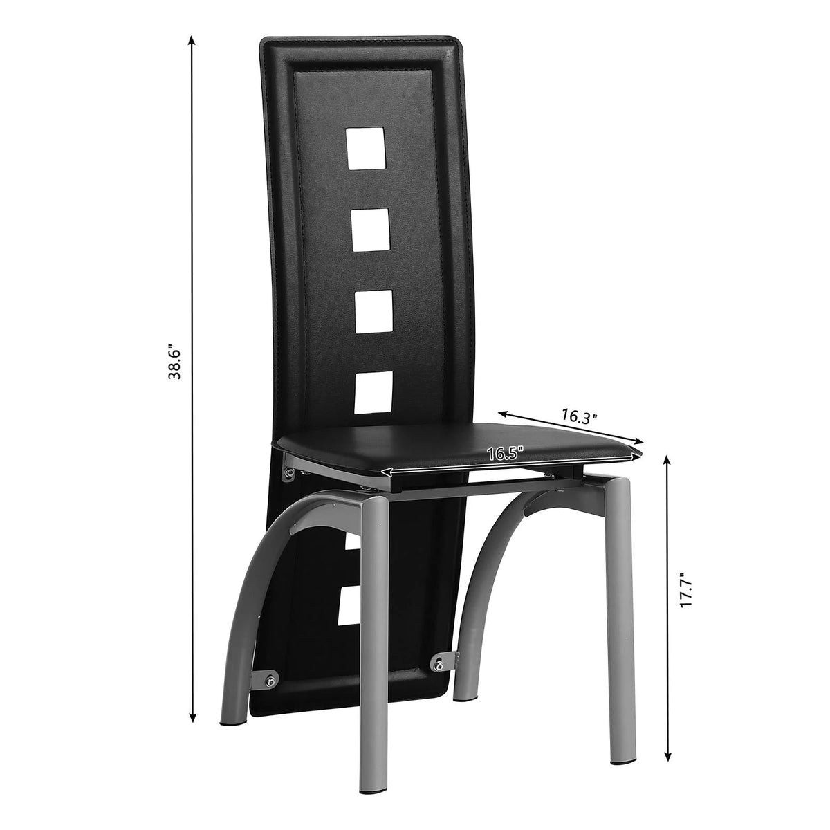 Transparent & Black Tempered Glass Dining Table Set with 4pcs Chairs R33781