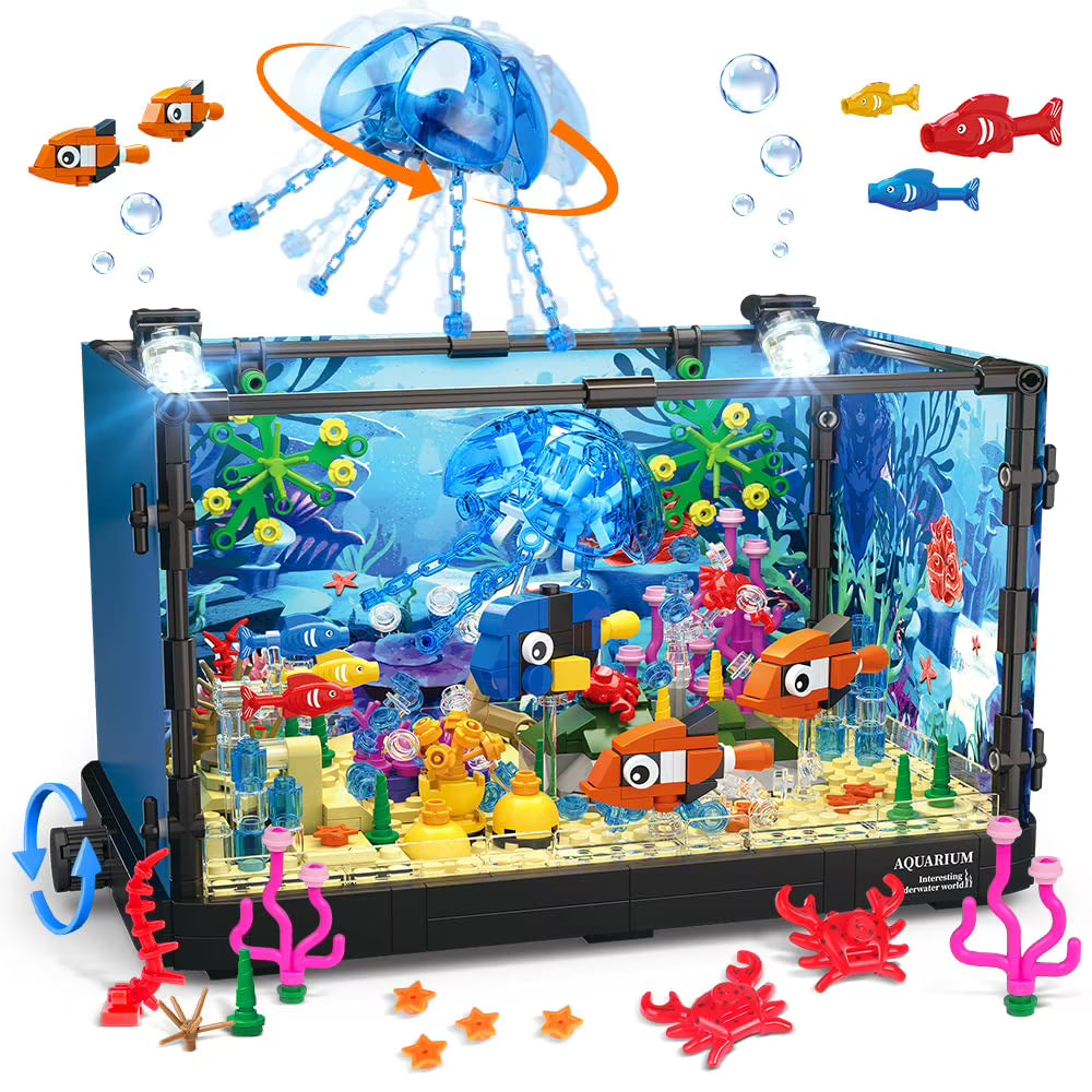 725PCS Fish Tank STEM Building Set with LED Light J862