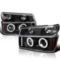 Black Housing Clear Lens LED Halo Projector Headlights, L/R Pair B37791