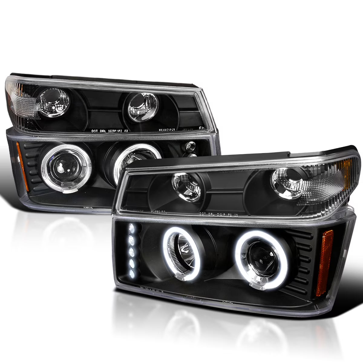Black Housing Clear Lens LED Halo Projector Headlights, L/R Pair B37791