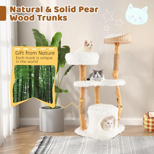 Solid Wood Cat Tree with Scratching Posts (34 Inch) E800622