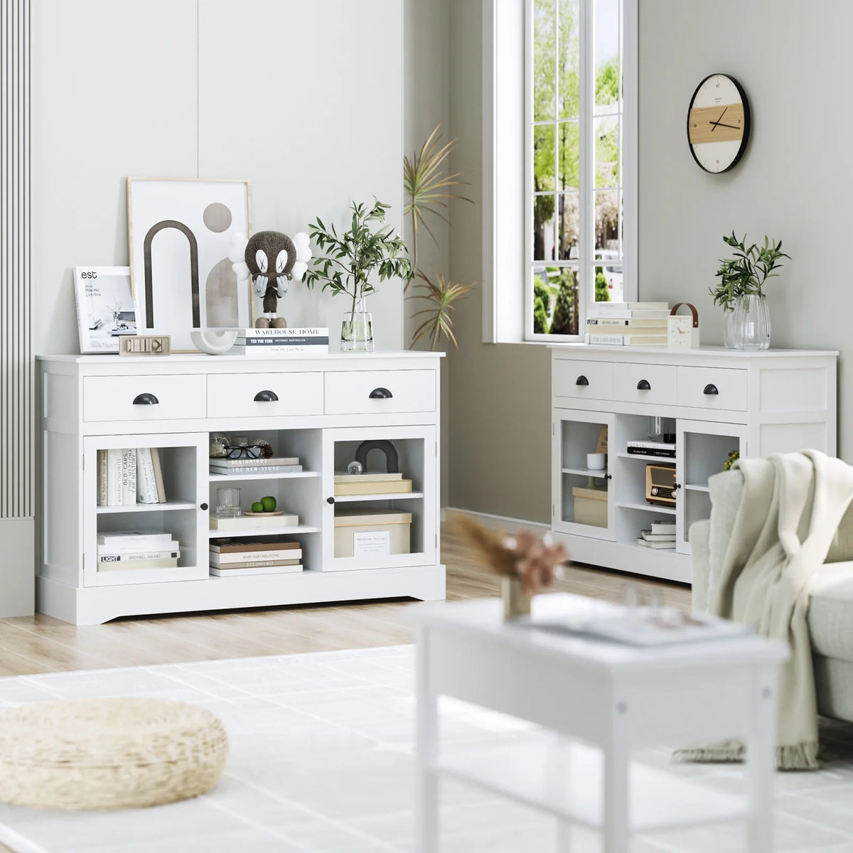 White 3 Drawer Sideboard Buffet X818300