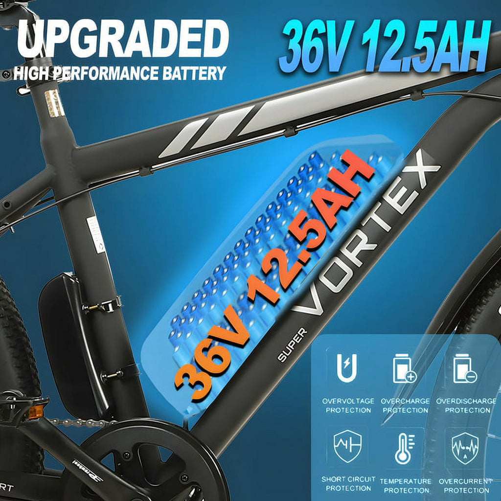 Black 26 In. 36 V 350 W 12.5 AH 7 Speed Electric Bike I670