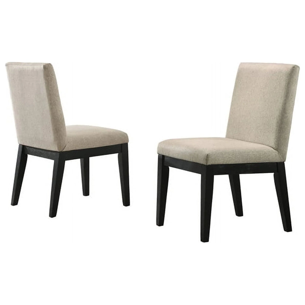 Black Wood 5 Pc Round Dining Table Set with Chairs D664799