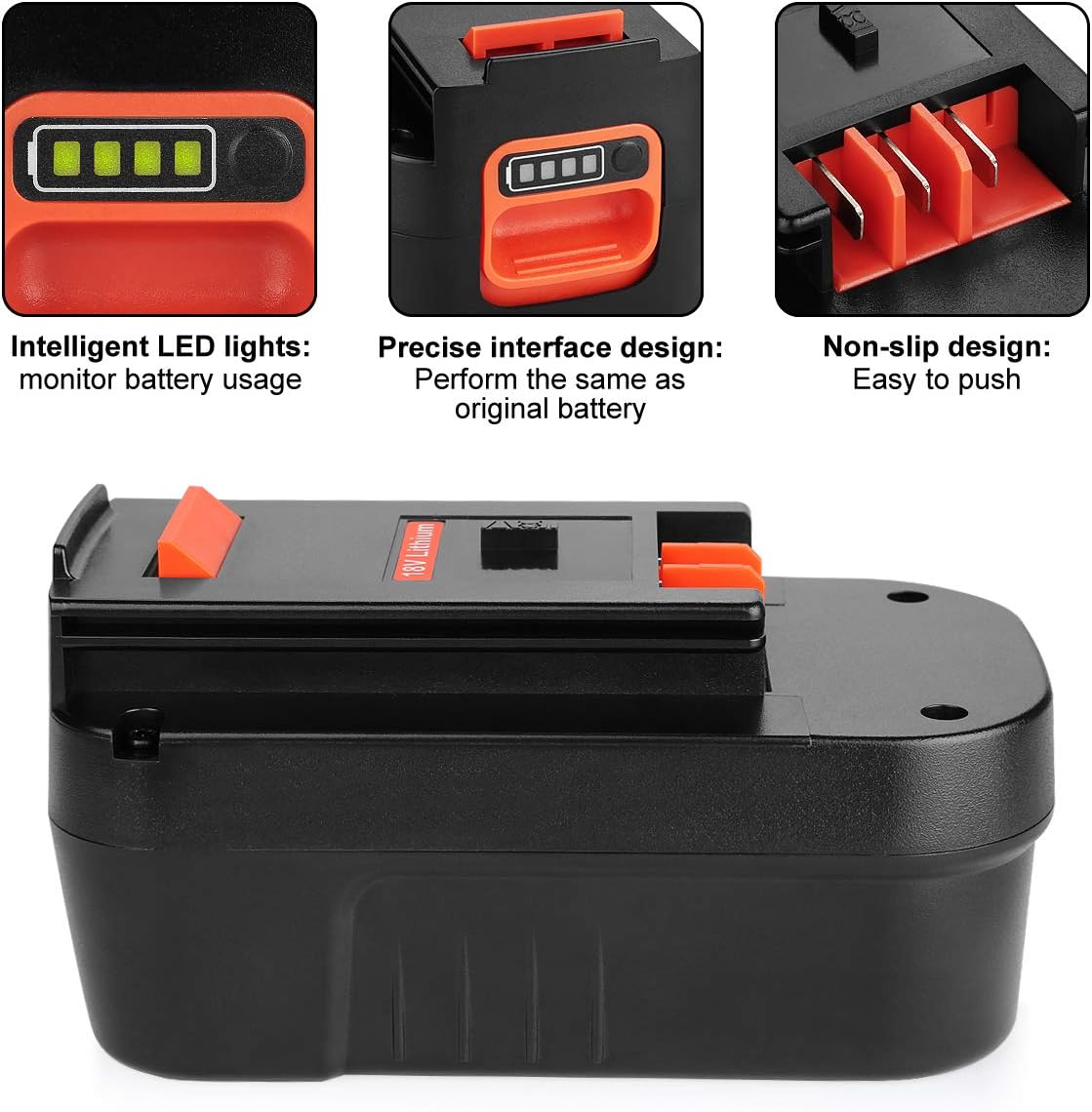 2Pack 3.0Ah Lithium Replacement Battery for Black and Decker 18 Volt Battery W117