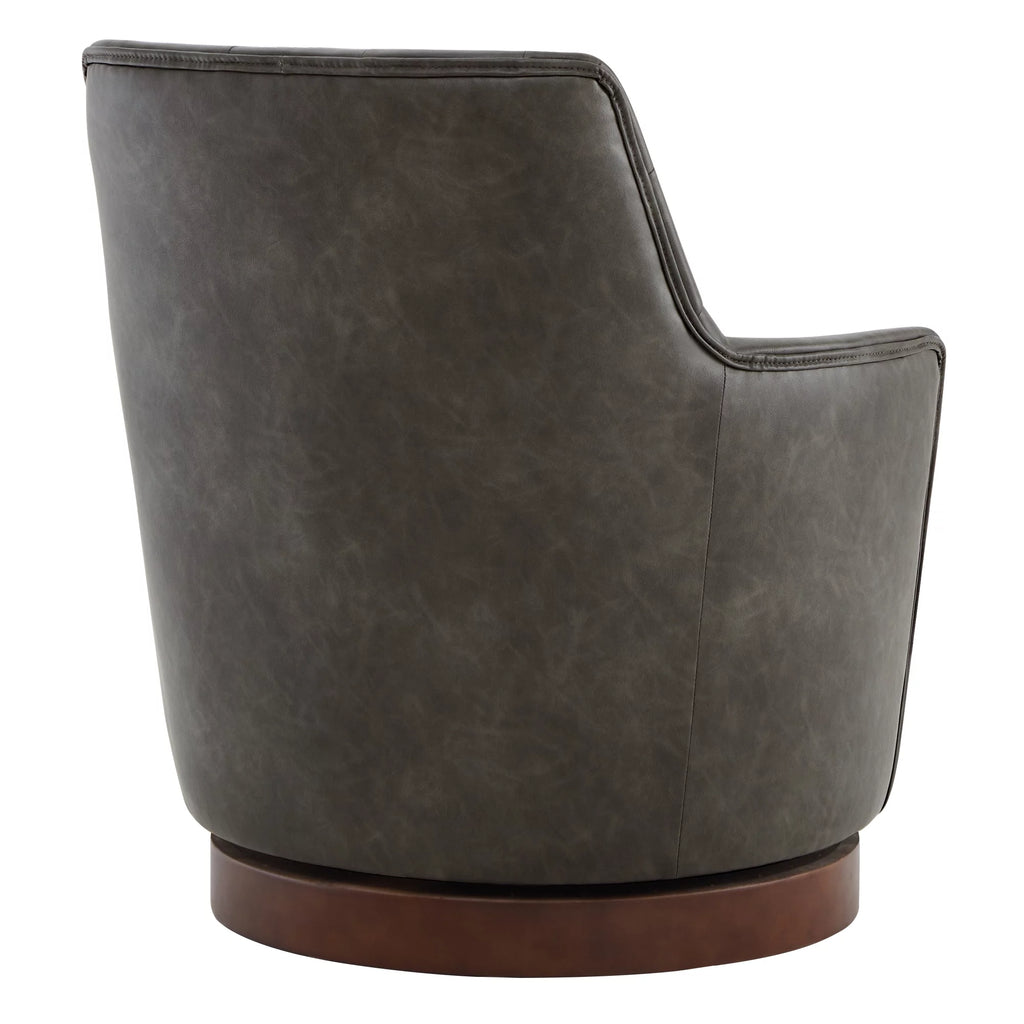 Dark Gray Faux Leather Swivel Barrel Accent Chair C752
